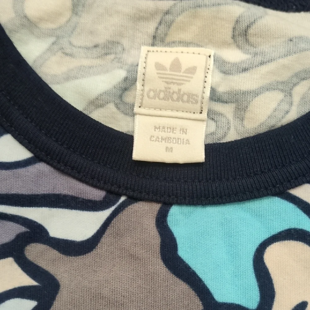 Vintage Adidas Safety Camo Men's T-Shirt - Cotton - Blue‎ Gray White - Medium